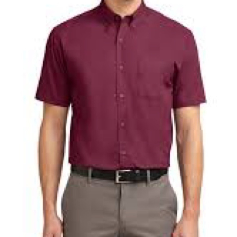 Van Heusen Men's Burgundy Casual Button-Down Shirt